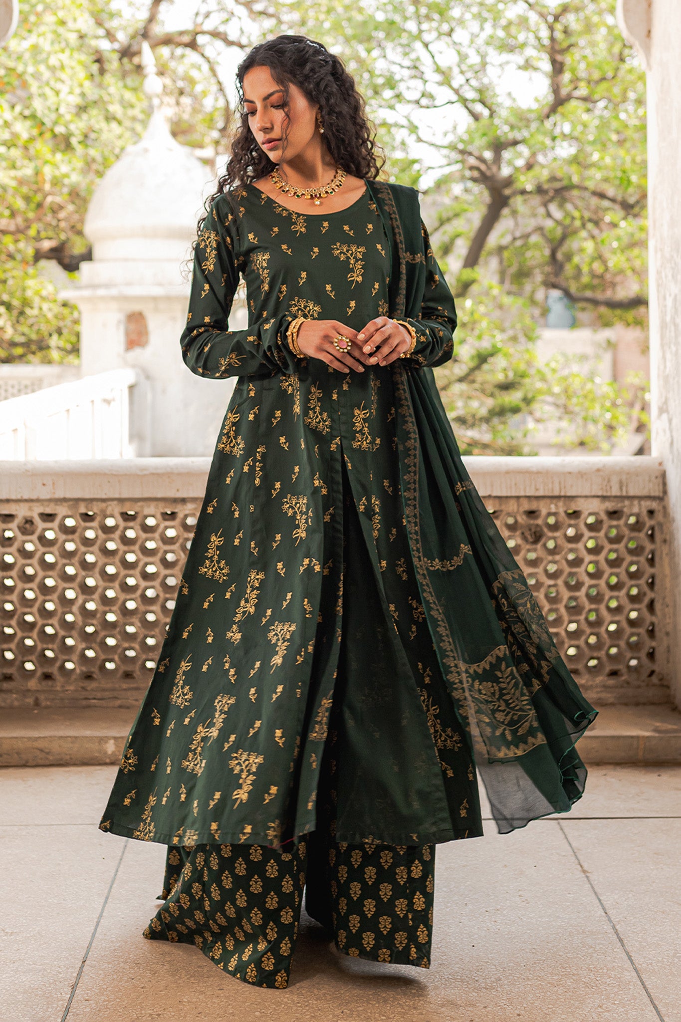 Simply Splendid an Intricately Crafted Saree Style Gown with Cape & Belt